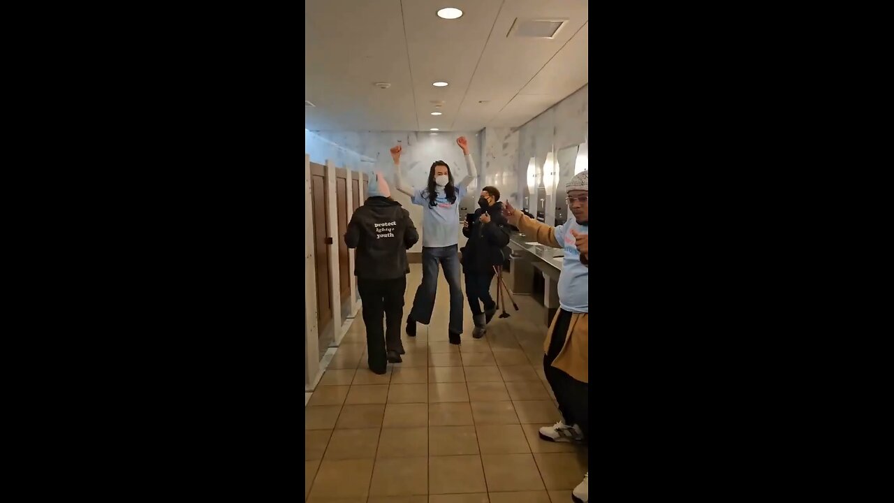 Trans activists organized a protest at the Capitol yesterday by dancing in the women's restroom