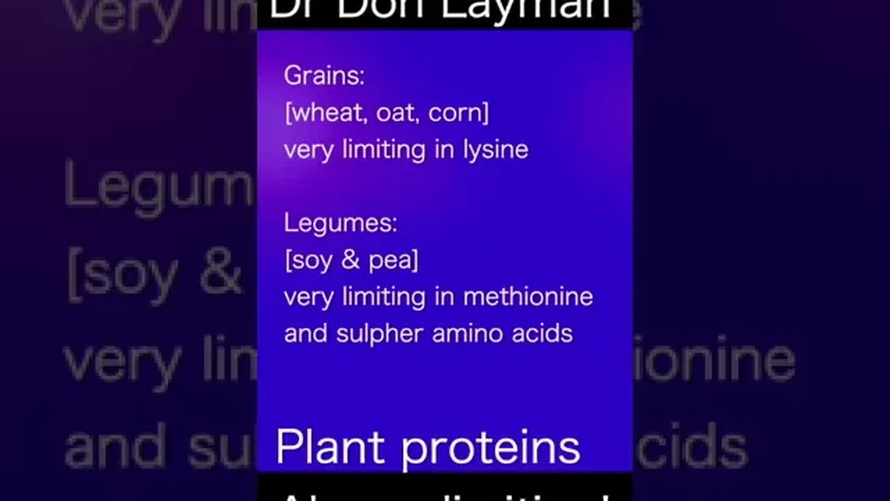 Dr Don Layman ||| NEED 9 AMINO ACIDS to stimulate mTOR...Plant proteins are always limiting #shorts