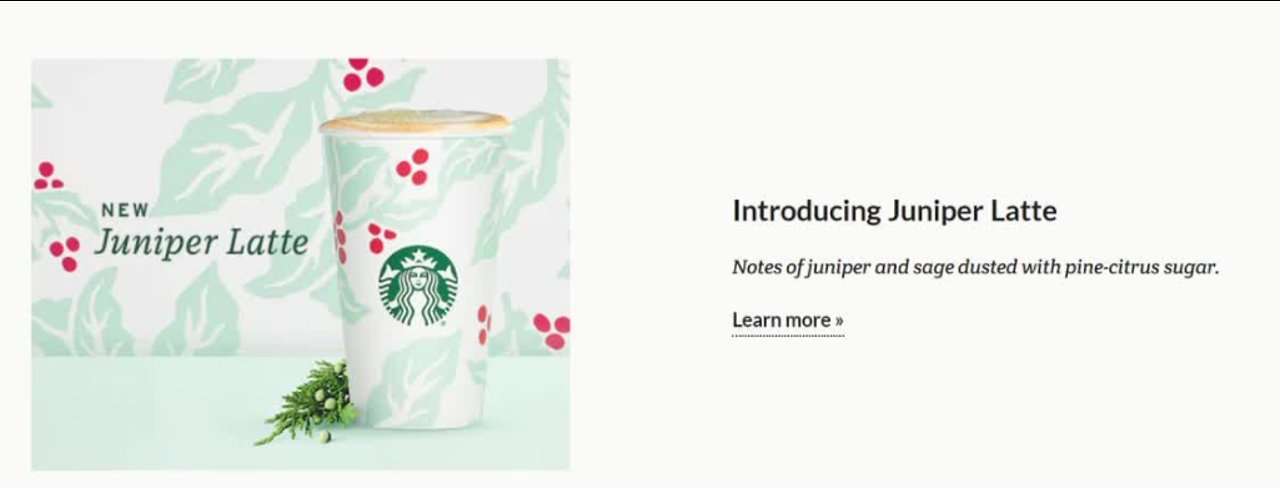 Starbucks introducing Juniper Latte