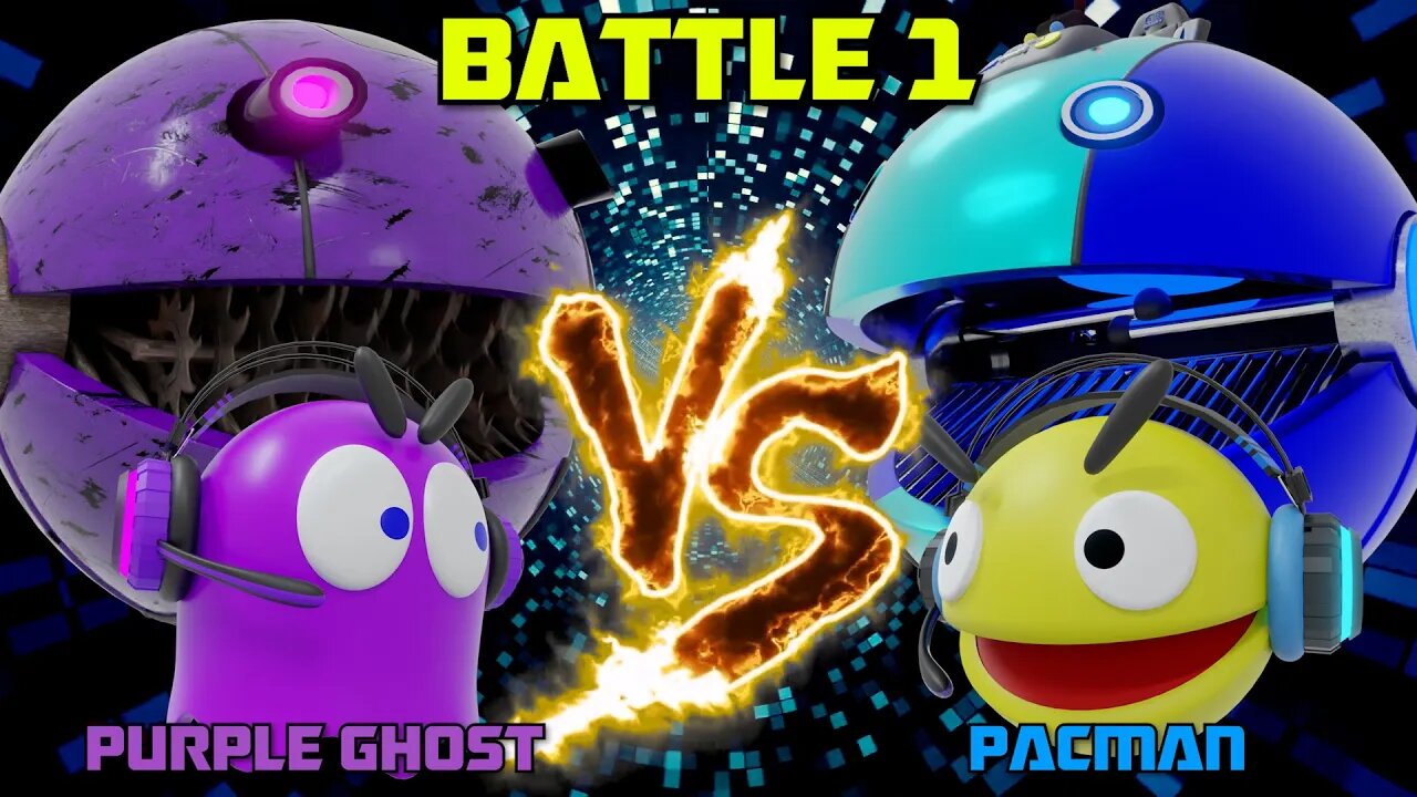 PACMAN VS PURPLE GHOST | ROBOT FIGHT | BATTLEPACBOTS #1