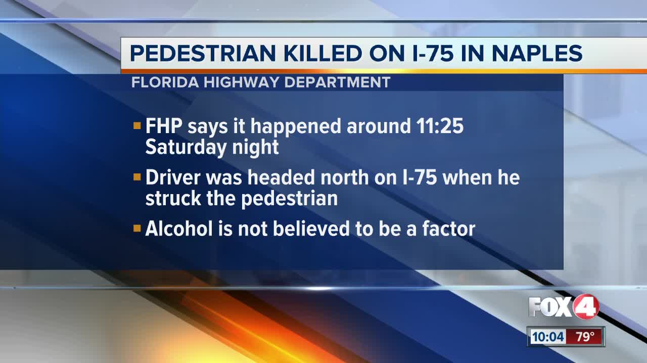 Pedestrian killed crossing I-75 in Naples