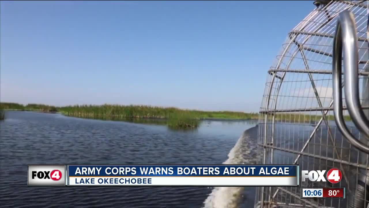 Army corps warns boaters about algae