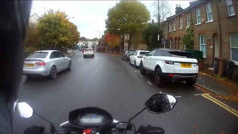 Motorbike POV Ride Wet Roads