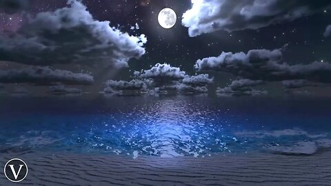 Moonlight Beach | Scenic Night Ambience | Soothing Ocean Waves & Nature Sounds