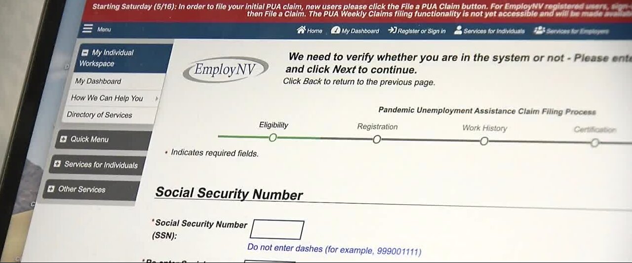 Website issues arise for people filing PUA claims