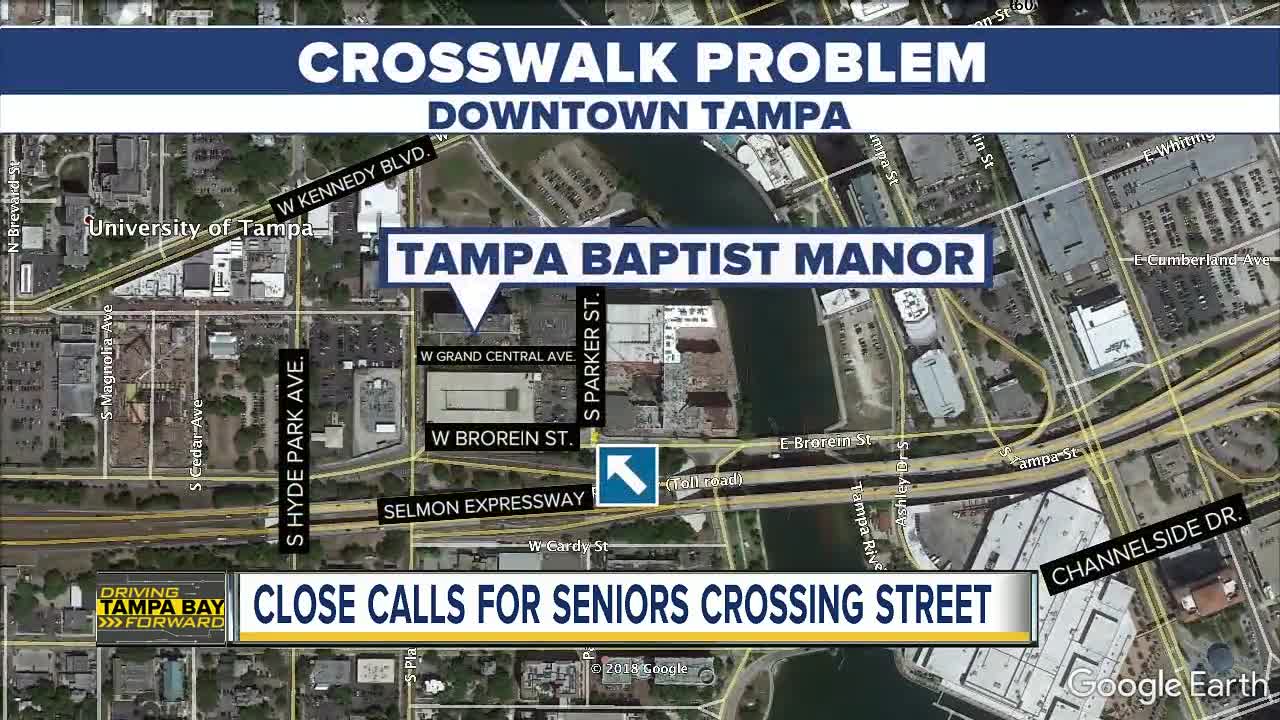 Seniors afraid to cross busy Downtown Tampa crosswalk because of speeding drivers
