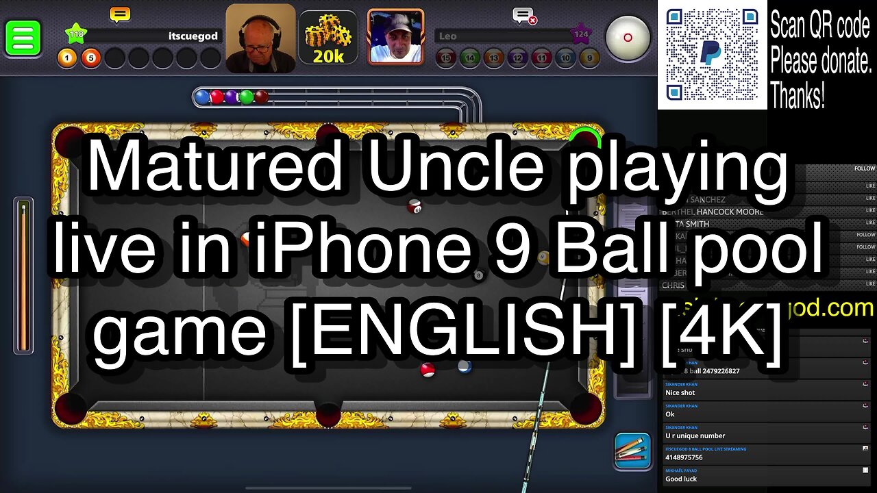 Matured Uncle playing live in iPhone 9 Ball pool game [ENGLISH] [4K] 🎱🎱🎱 8 Ball Pool 🎱🎱🎱