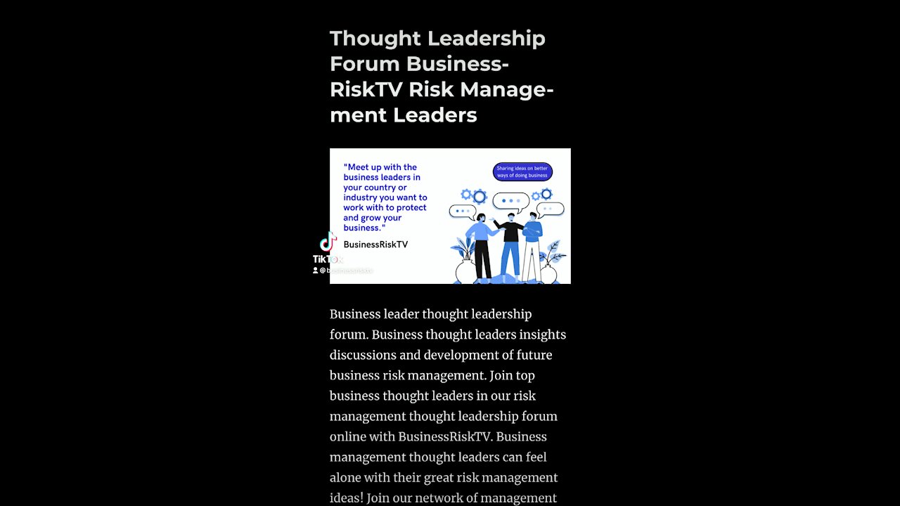 Thought Leadership Forum on BusinessRiskTV