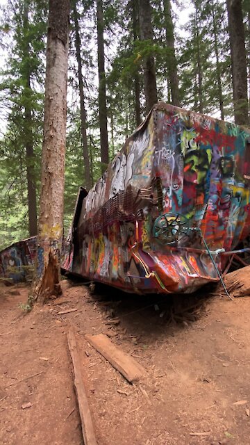 Train Wreck with Graffiti in Whistler