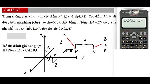 Đề thi đánh giá năng lực Hà Nội 2025: Trong không gian Oxyz, cho các điểm A(1;1;2) và B(4;5;1). Các