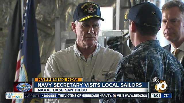 Navy secretary visits local sailors