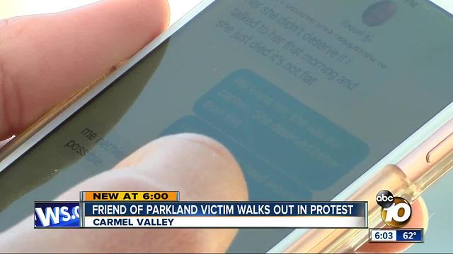 Friend of Parkland victim walks out in protest