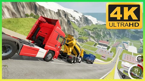 TruckFails | Trucks On The Ramp vs Bollards #183 | BeamNG.Drive |TrucksFails