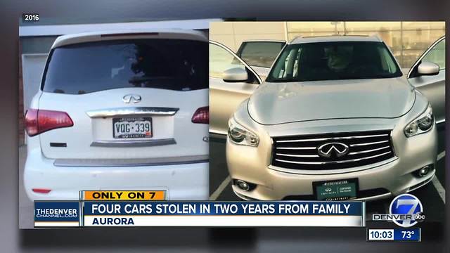 Four cars stolen in two years from Aurora family