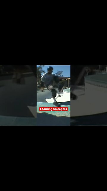 Learning Sweepers In A BACKYARD POOL 🛹#tobyburger #poolskateboarding #skateboarding #poolskating