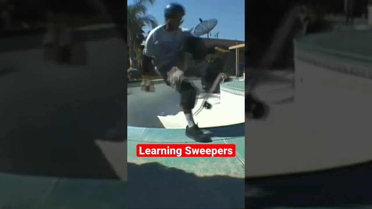 Learning Sweepers In A BACKYARD POOL 🛹#tobyburger #poolskateboarding #skateboarding #poolskating