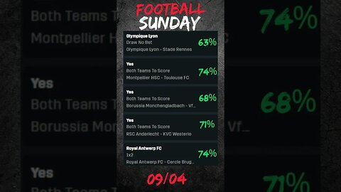 Football Predictions Sunday 09/04, Premier League, Ligue1, Bundesliga #bettingtips #soccer #shorts