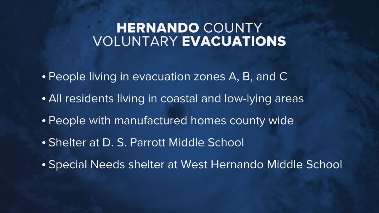 Voluntary evacuations ordered in parts of Hernando Co. ahead of Tropical Storm Idalia