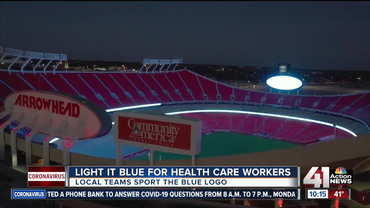 Kansas City's pro teams #LightItBlue in support of frontline COVID-19 workers