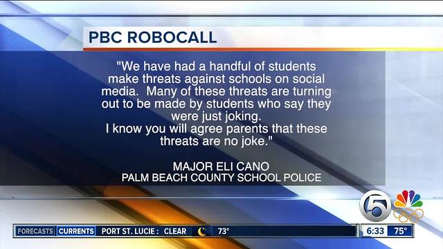 Social media threat prompt robocall from Palm Beach County School District