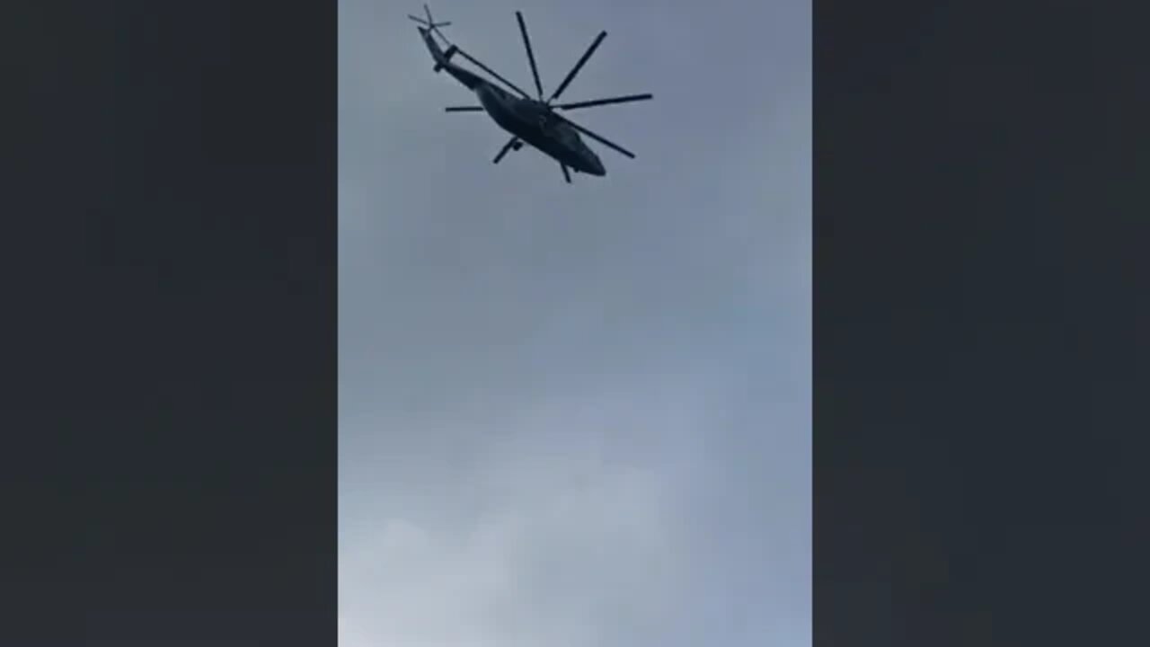 Passage of the Mi 26 heavy transport helicopter