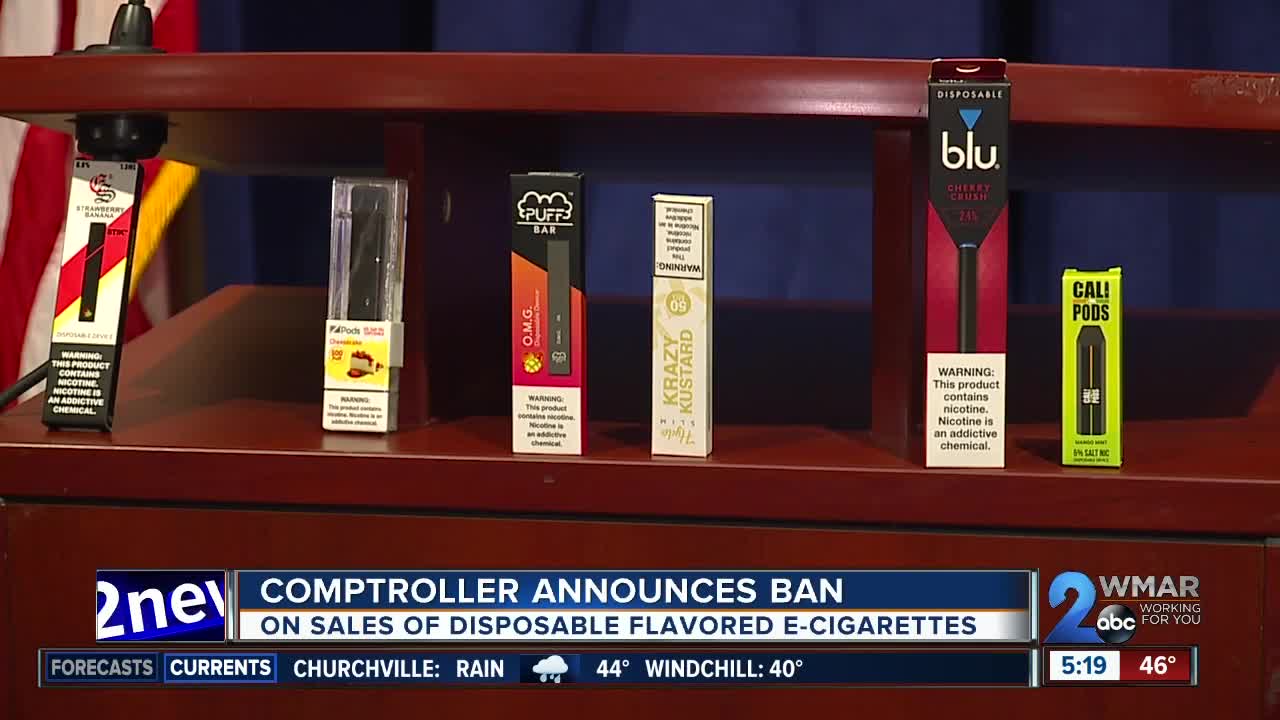 Maryland Comptroller announces prohibition on sales of disposable flavored e-cigarettes