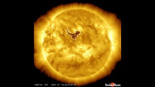 Sunspot Turning to Face Earth While Dino Coronal Hole Entertains Us