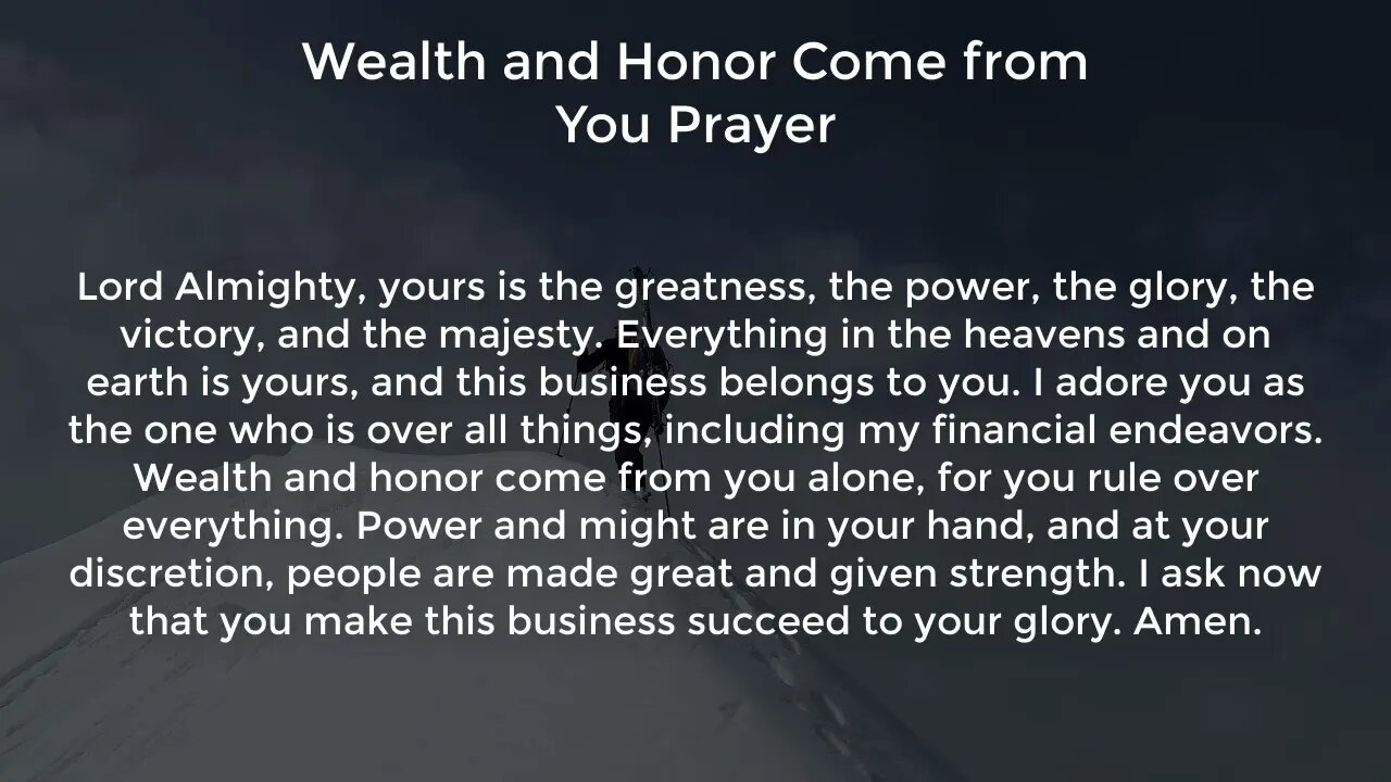 Wealth and Honor Come from You Prayer (Prayer for Success and Prosperity in Business)