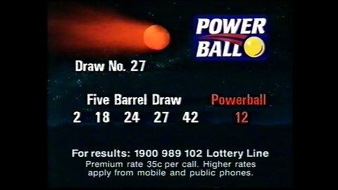 NWS9 Powerball Draw 27 Australia - 21st November 1996