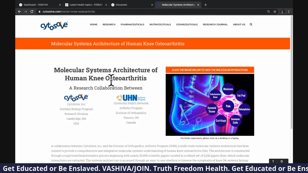 Dr.SHIVA LIVE: A SYSTEMS Approach to Osteoarthritis. An Open Science Project.