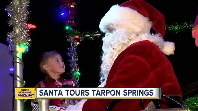 Santa tours Tarpon Springs on Tarpon Springs Fire Truck