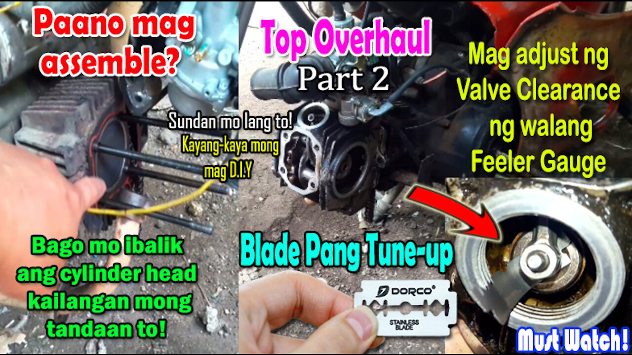 How to Assemble 100/110cc Motorcycle Cylinder Head Part2 | Adjust Valve Clearance using Razor Blade