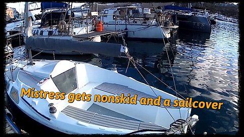 S02E53 mistress gets nonskid and sailcover #boat #boatrenovation #boatbuilding