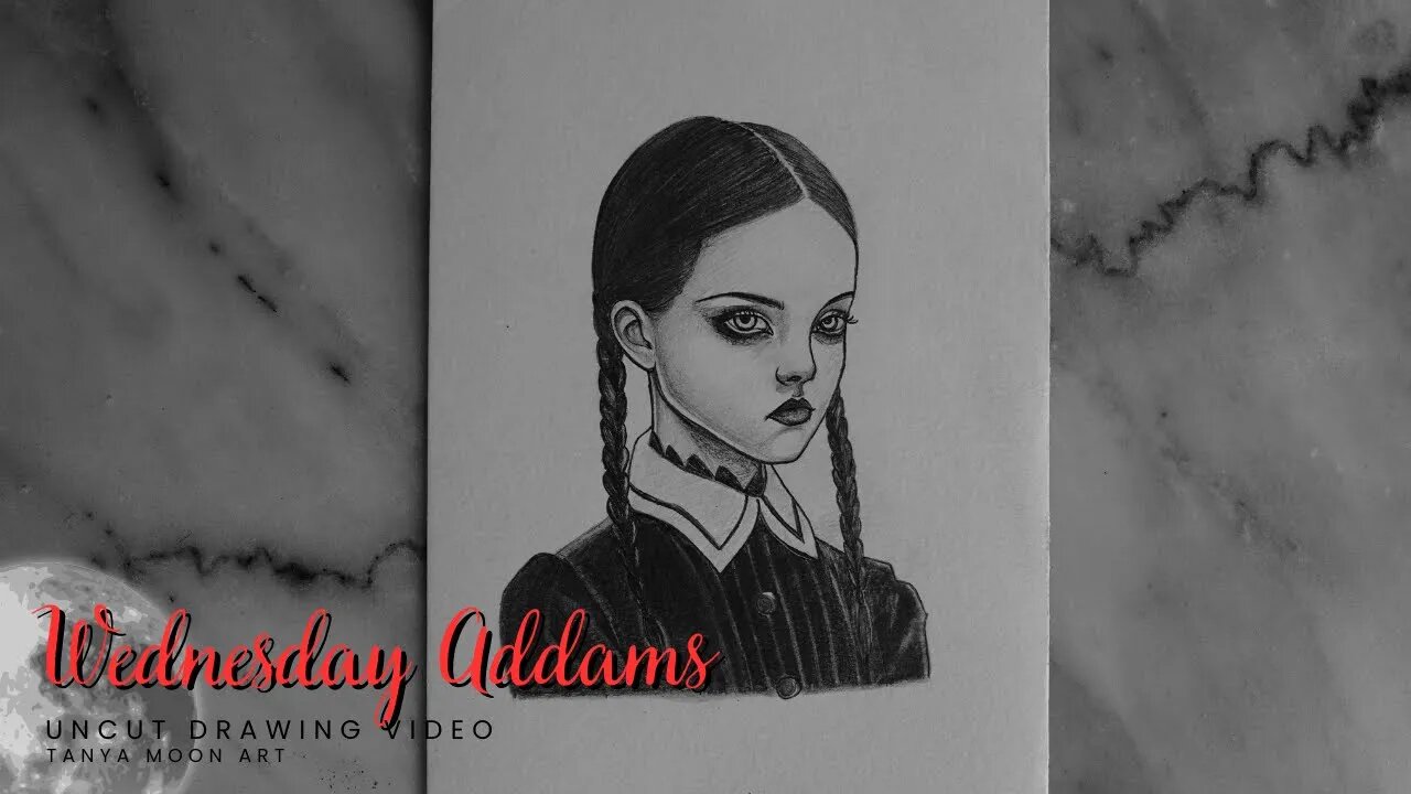 Wednesday Addams Easy Drawing | Draw And Study With Me | Aesthetic Music Copyright Free