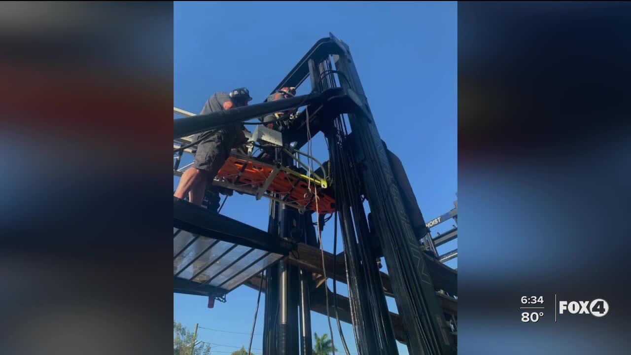 Man stuck in forklift rescued