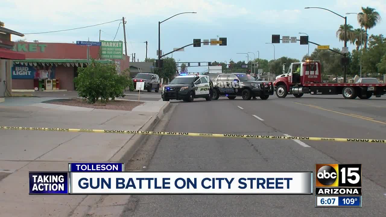 Man shot after gunfight between cars