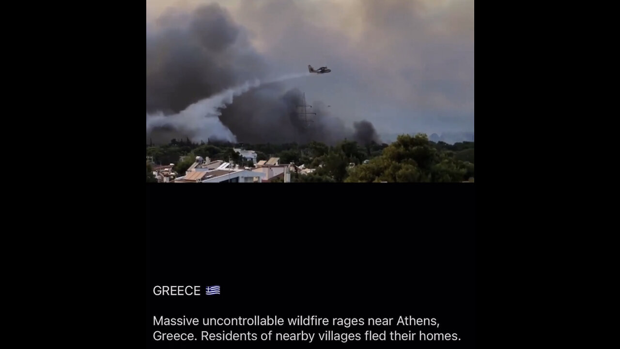 TSVN127 8.2021 Greece Massive Uncontrollable Wildfire Rages Near Athens Nearby Residents Flee