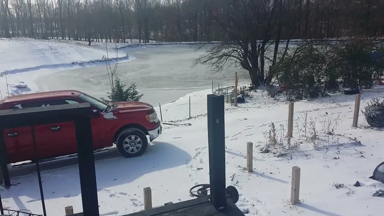 Our lake is an ice skating rink in the freezing cold. Stay safe family