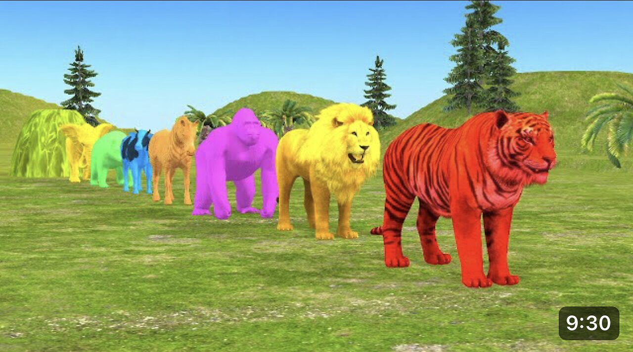 Paint Animals Gorilla Cow Tiger Lion Elephant Fountain Crossing Animal Game