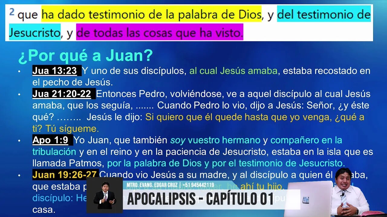 ESTUDIO LIBRO DE APOCALIPSIS - Capítulo 01 - EVANGELISTA EDGAR CRUZ