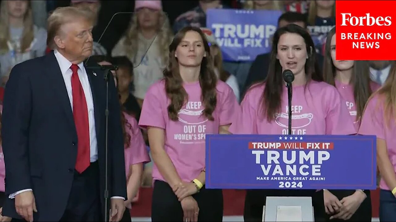 Trump Slams Inclusion Of Trans Athletes In Women's Sports, Invites Roanoke Swim Team Members Onstage