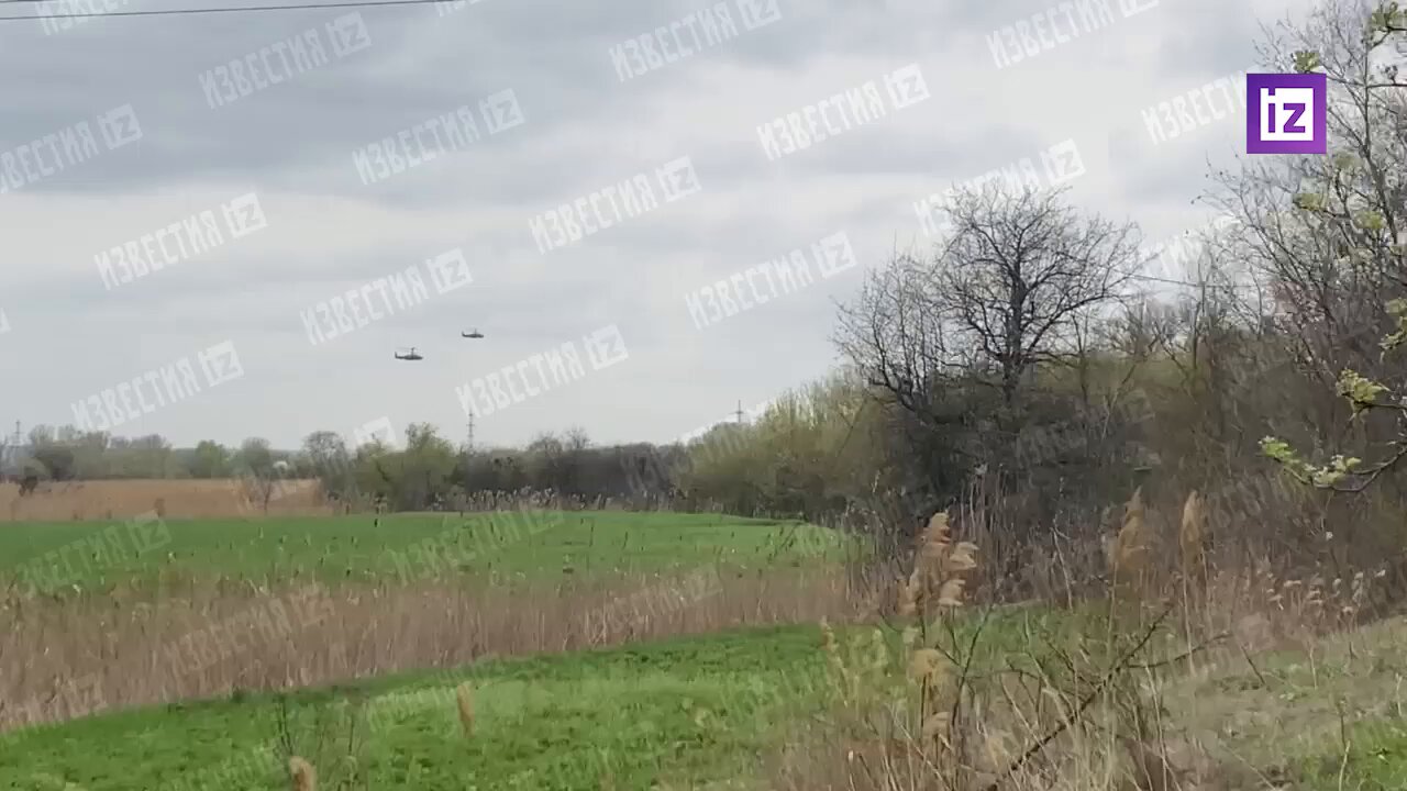 Ka-52 attack helicopters perform combat missions in the skies of Donbass