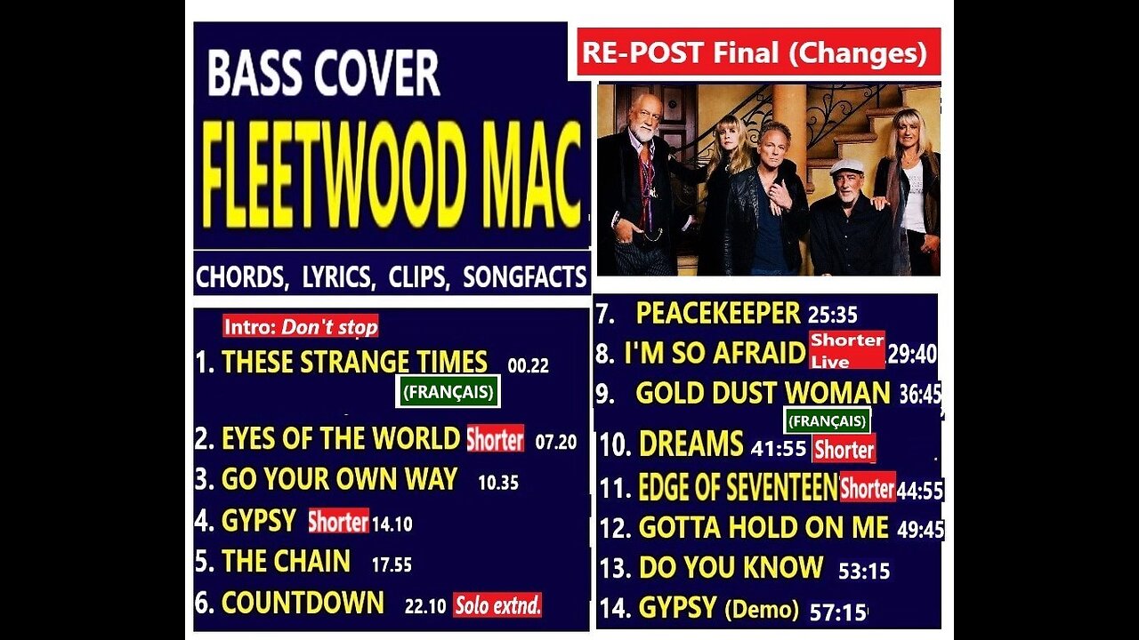 Bass cover FLEETWOOD MAC __ Chords, Lyrics, MORE