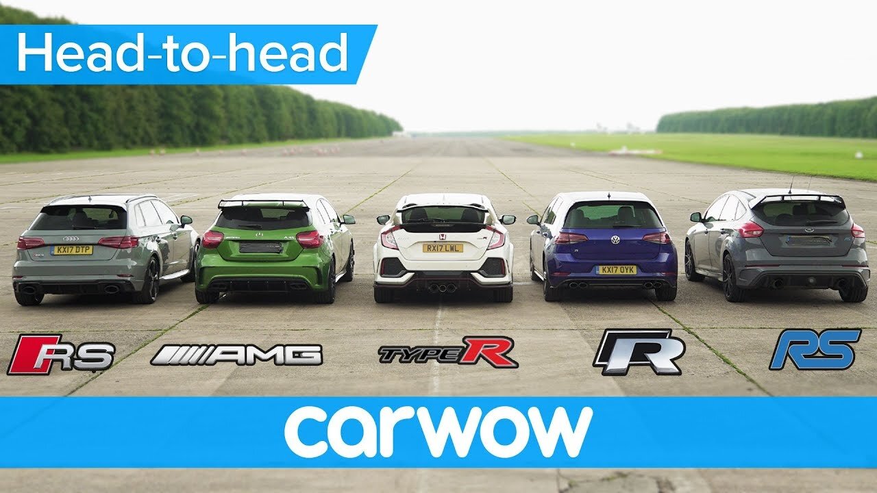 RS 3 v A45 AMG v Civic Type R v Golf R v Focus RS - DRAG & ROLLING RACE | Head-to-Head