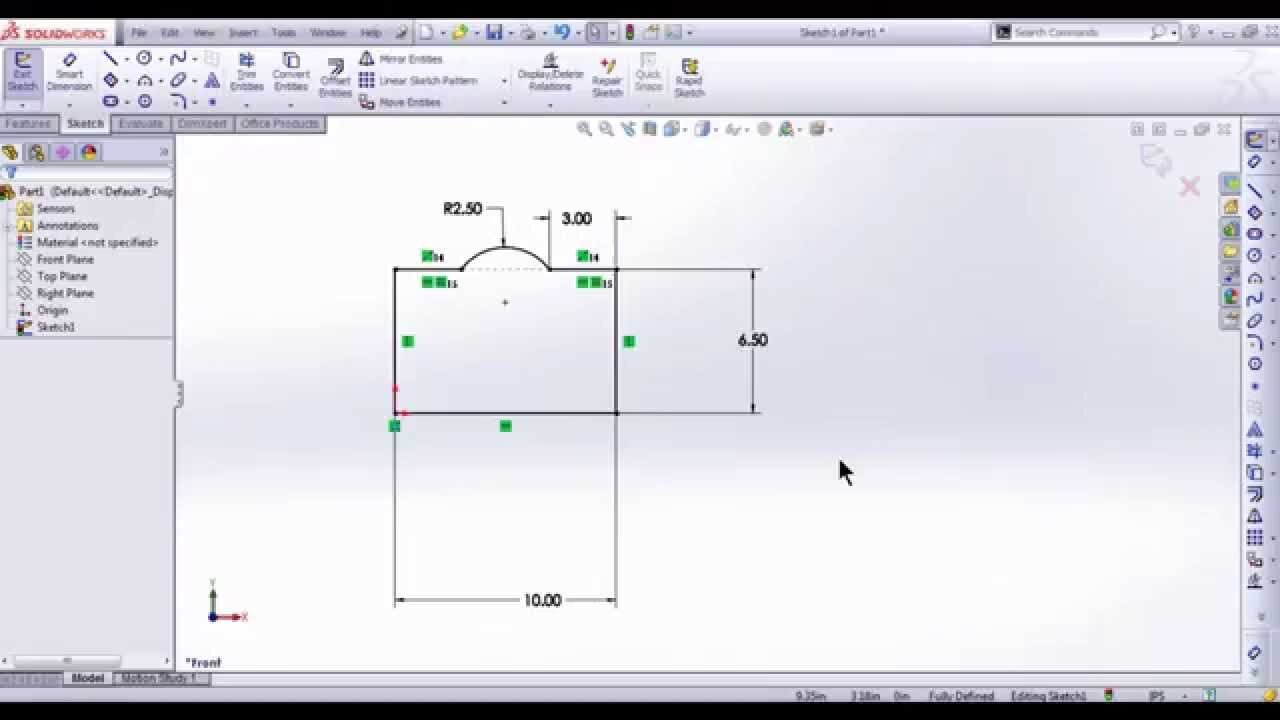 How To Dimension, Constrain, and Add Relations To A Sketch In Solidworks
