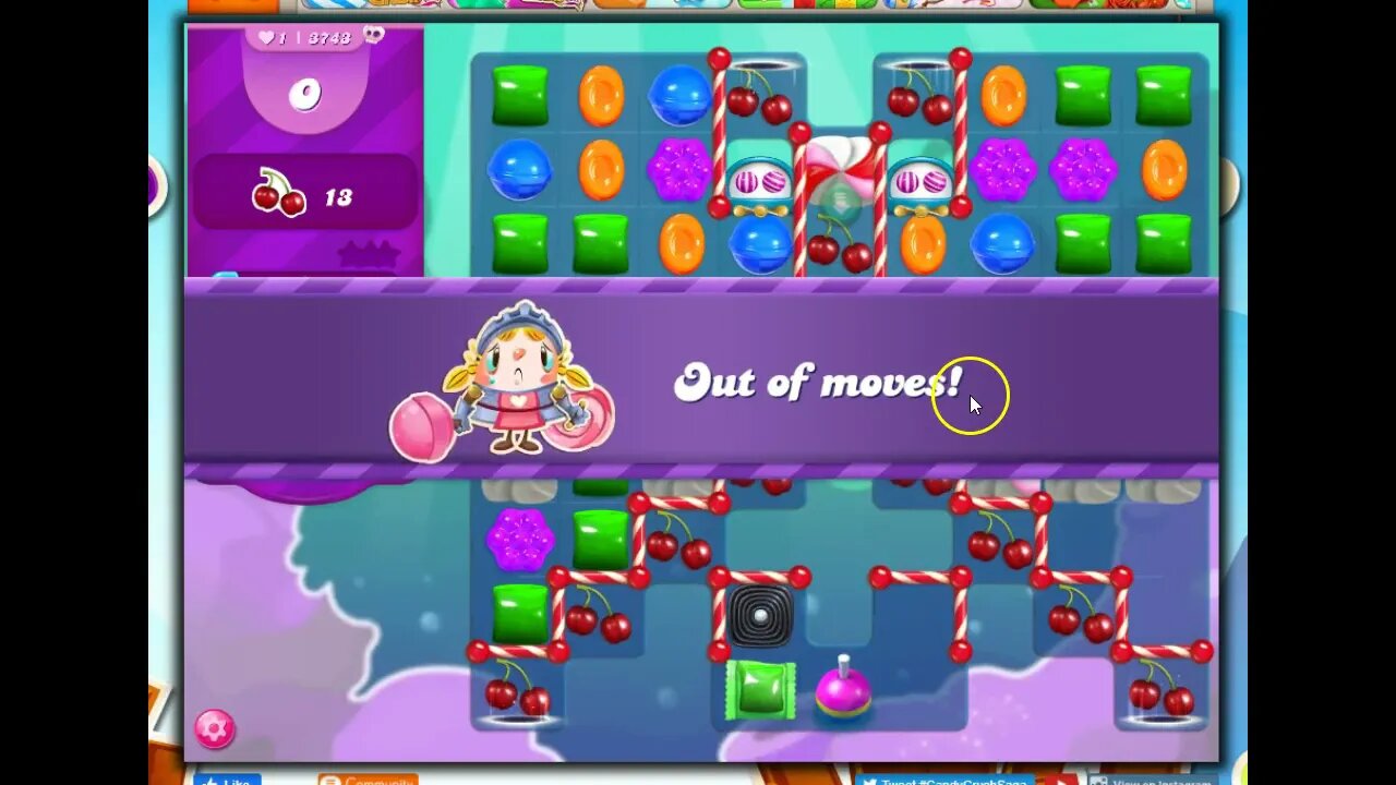 Candy Crush Level 3743 Talkthrough, 10 Moves 0 Boosters