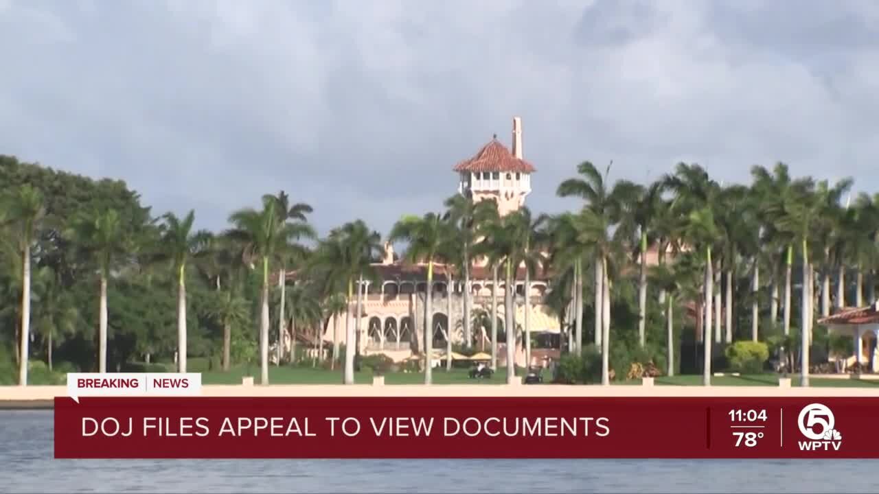 DOJ files appeal to view documents seized at Mar-a-Lago