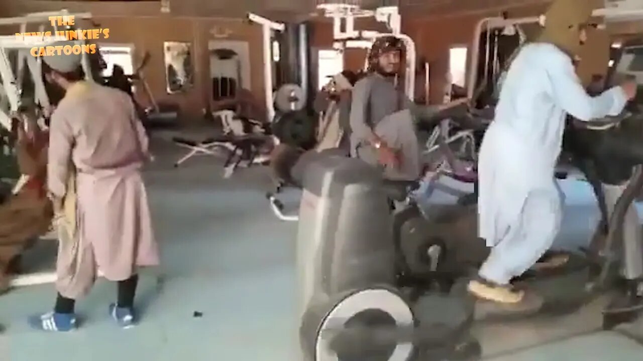 Taliban dudes are utterly clueless how to use modern fitness equipment.