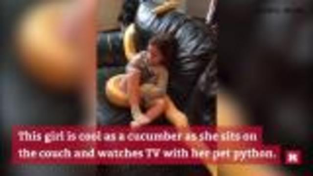 Girl watches TV with 12 ft. python | Rare News