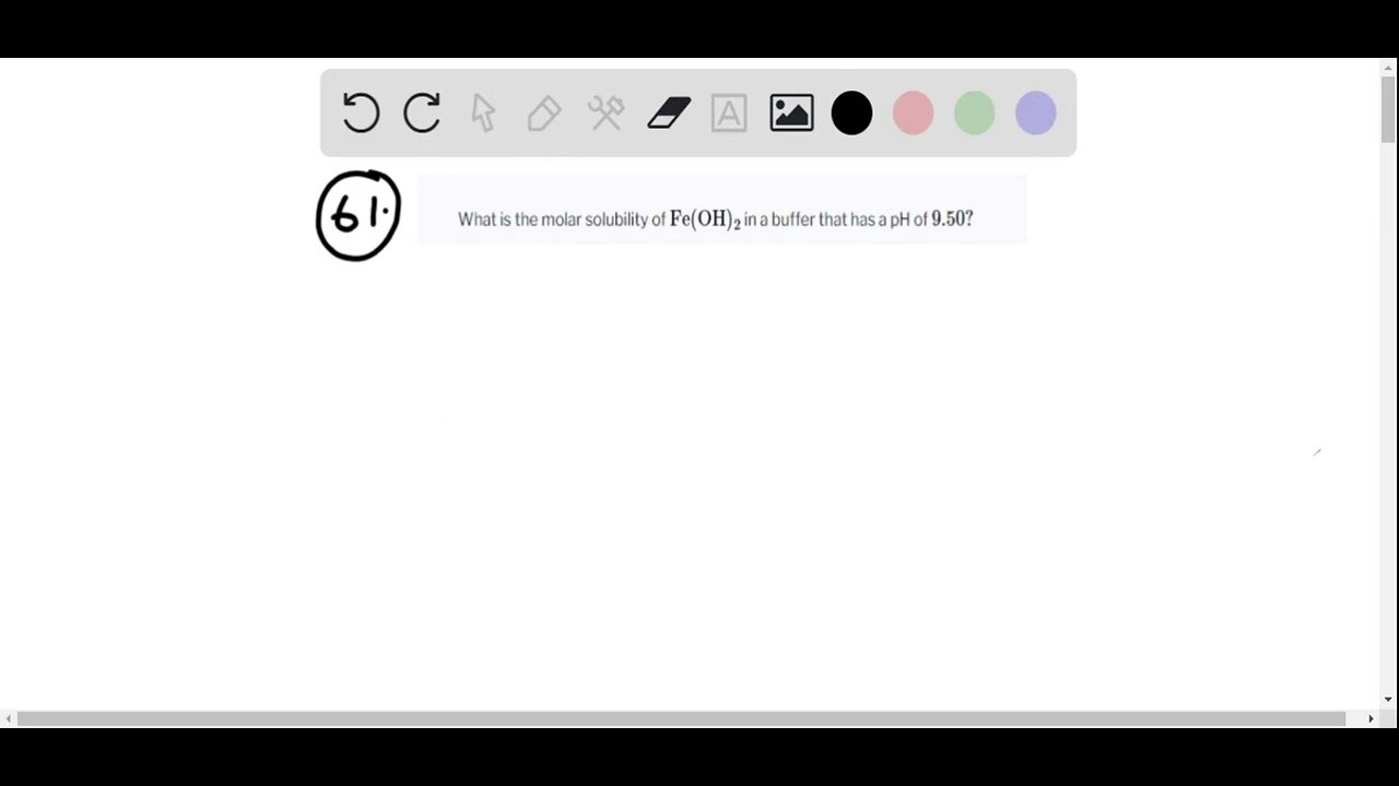 What is the molar solubility of Fe(OH)_2 in a buffer that has a pH of 9.50 ?